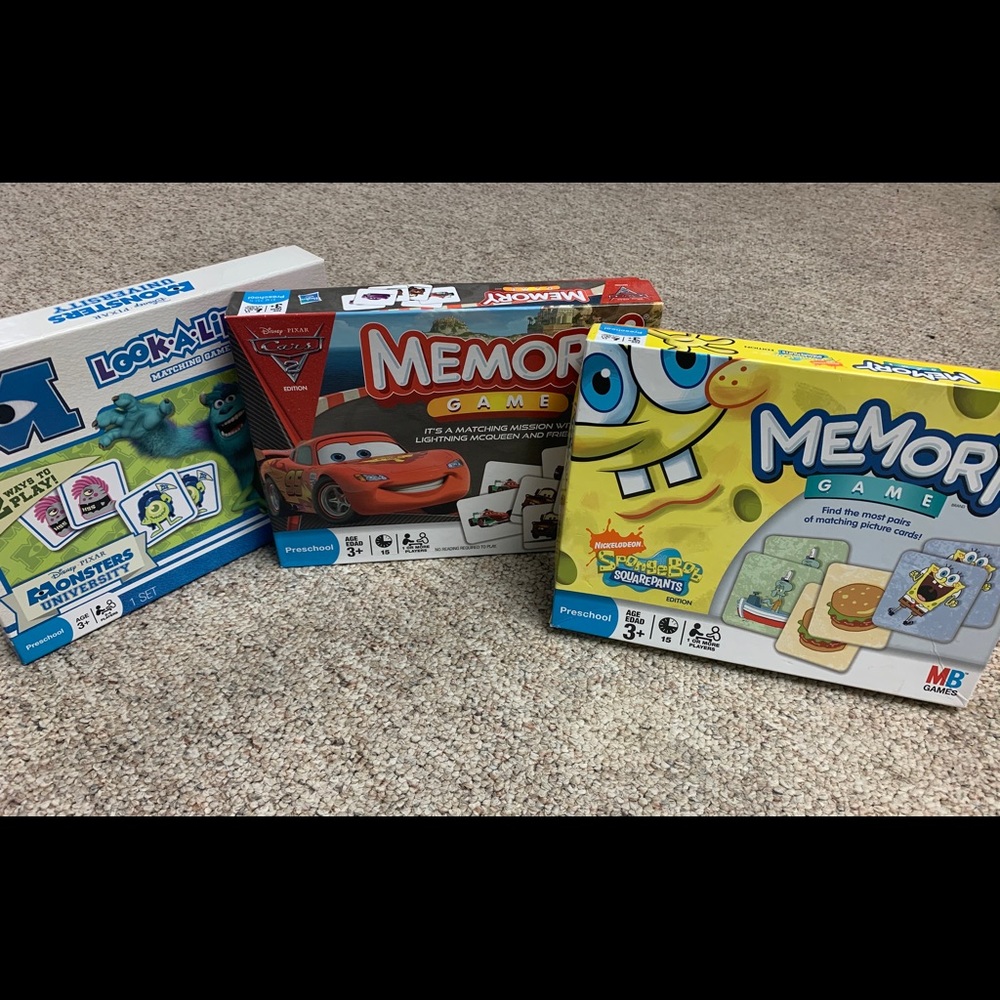 Memory Games - Spongebob, Cars, Monsters Inc